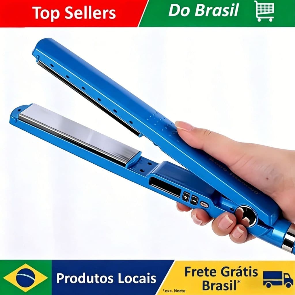 Chapinha de Cabelo 2 em 1 Bivolt Prancha Alisadora Portátil Aquecimento Rápido Display LCD para Viagem