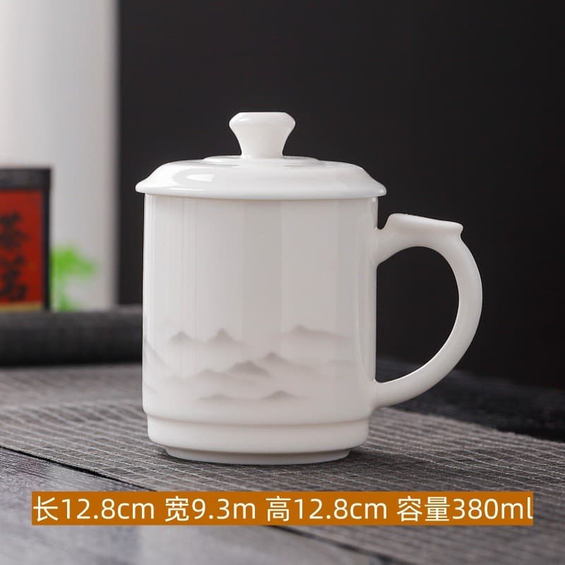 Caneca de porcelana branca com gravação, adequada para conferências, hotéis, escritórios e como presente corporativo em