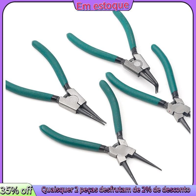 Conjunto De Alicates De Anel De Pressão De 4 Unidades , 7 Polegadas Com Mandíbula Reta/Curvada , Alicate Mola Resistente