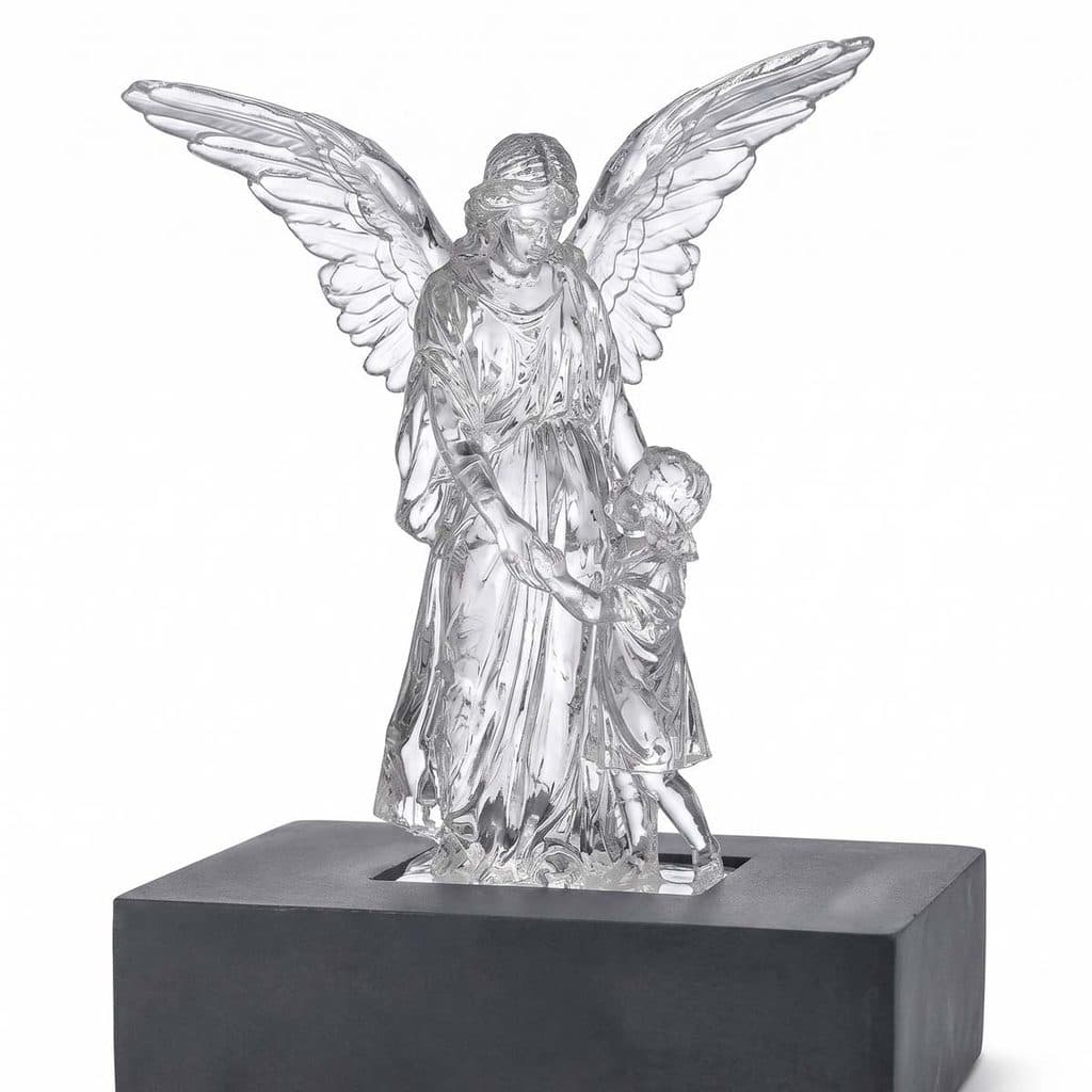 Luminária Decorativa  Anjo da Guarda com Base de Luz LED e Caixa Para Presente