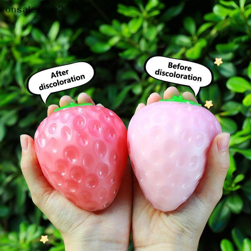 ONS Morango Tangerina Espremível Bola De Estresse Mudança De Cor Brinquedo Macio Seguro Não-Tóxico Para Crianças Jogar T
