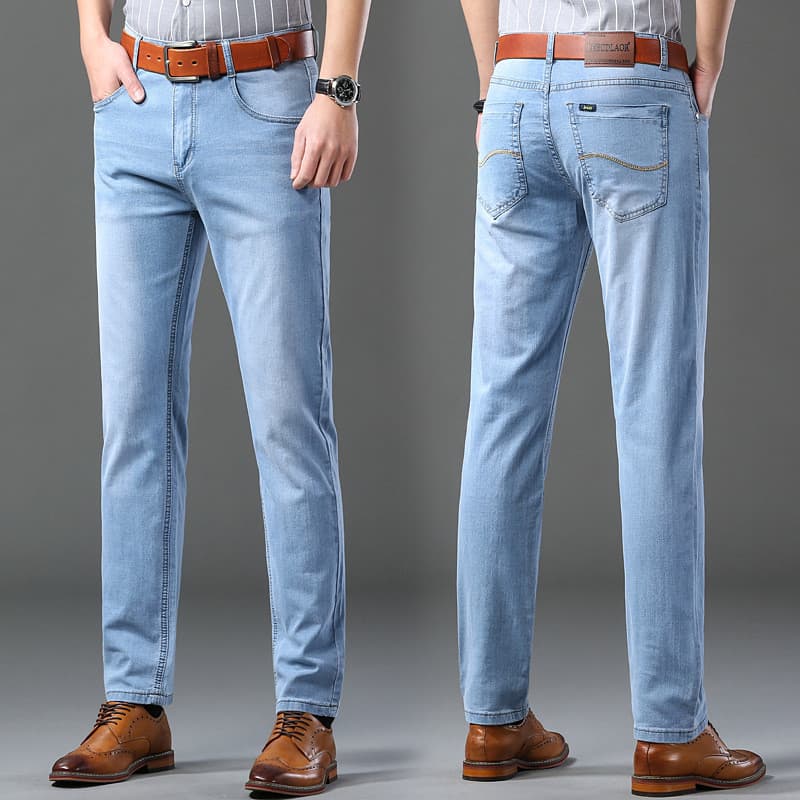 Homens Homens Jeans Longos2026 Jeans Finos Homens Stretchy Straight Youth Casual Slim-fit Trendy Light Color Calças Comp