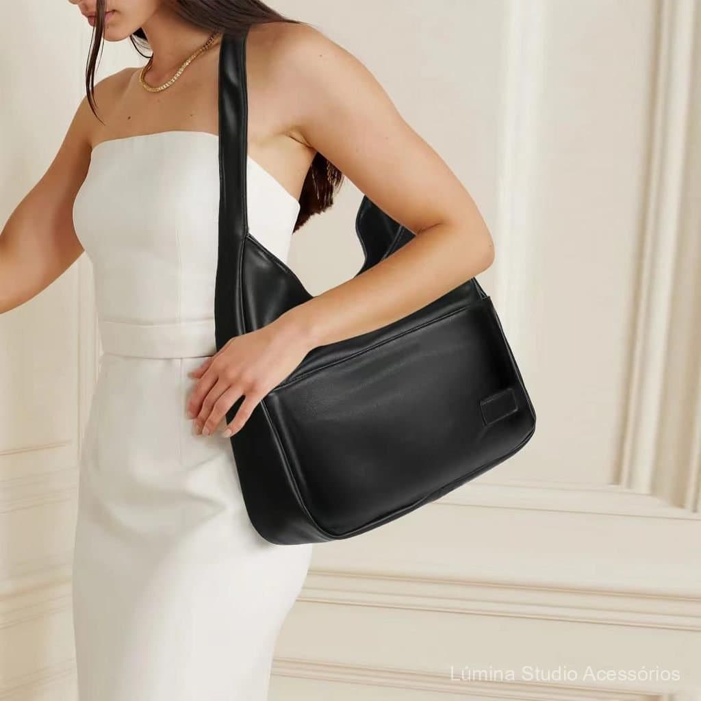 Bolsa bucket de grande capacidade, nova coleção primavera/verão 2025, bolsa tote de couro macio, versátil para o dia a d