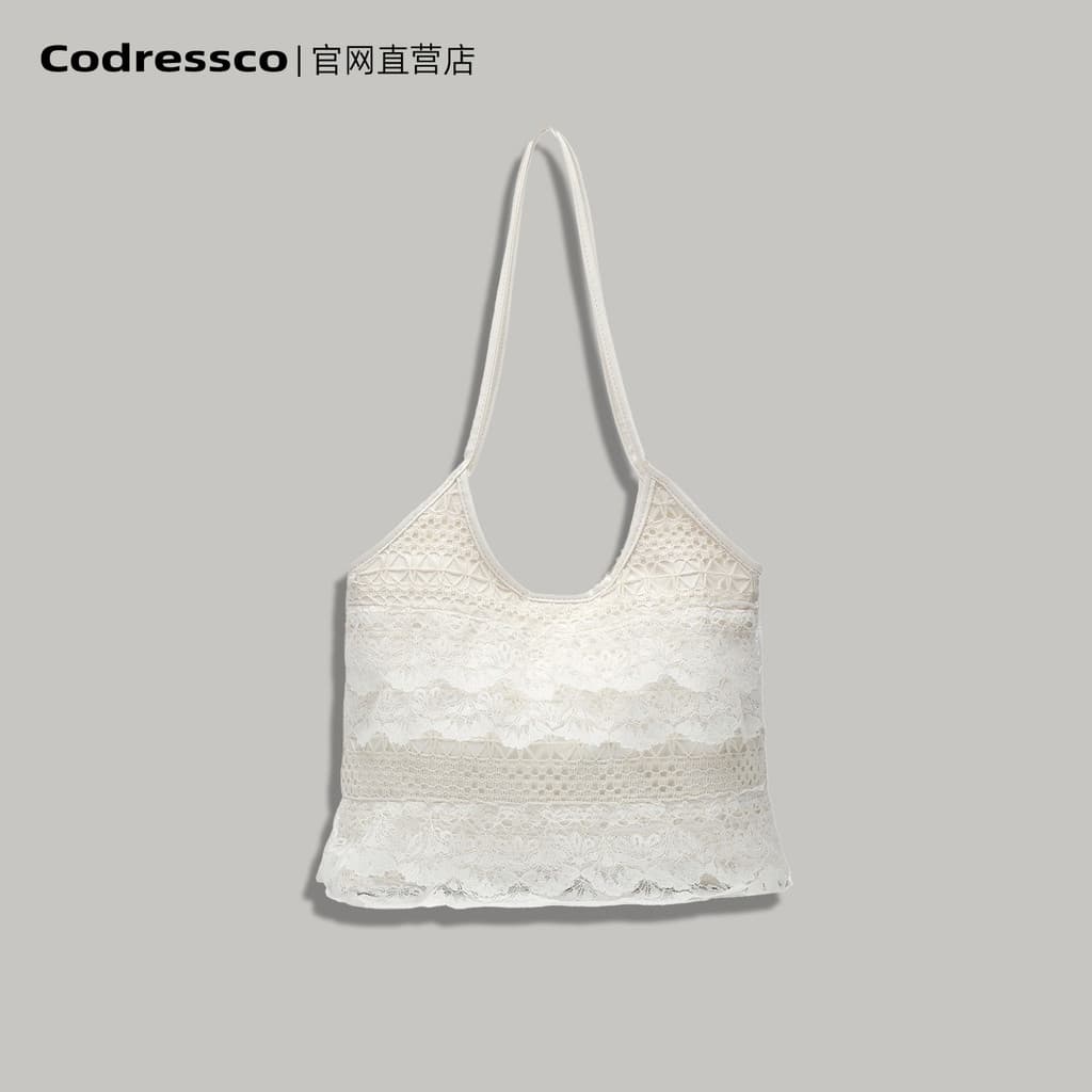 Nicho sacola primavera verão lazer férias fada bolsa feminina grande capacidade Commuter saco renda gaze axila ordem bol
