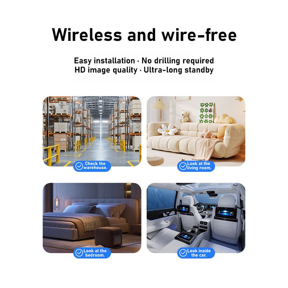 【Fácil de Usar】Mini câmera de vigilância sem fio com visão noturna e monitor HD/Câmera/WiFi/Residencial