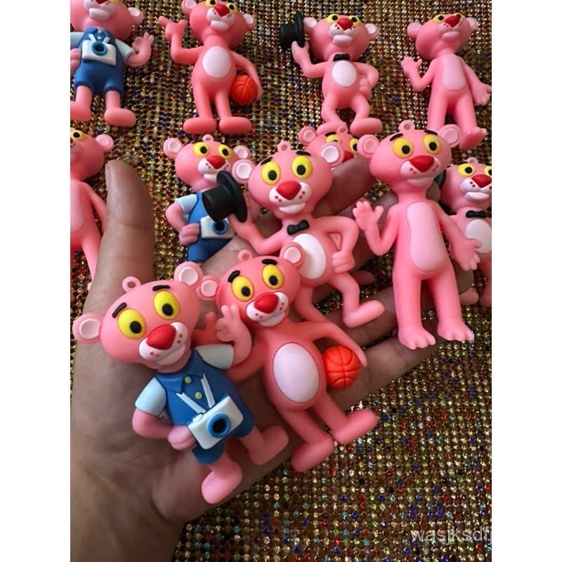 Pingente de Borracha 3D Pantera Cor-de-Rosa 75mm - 4 peças