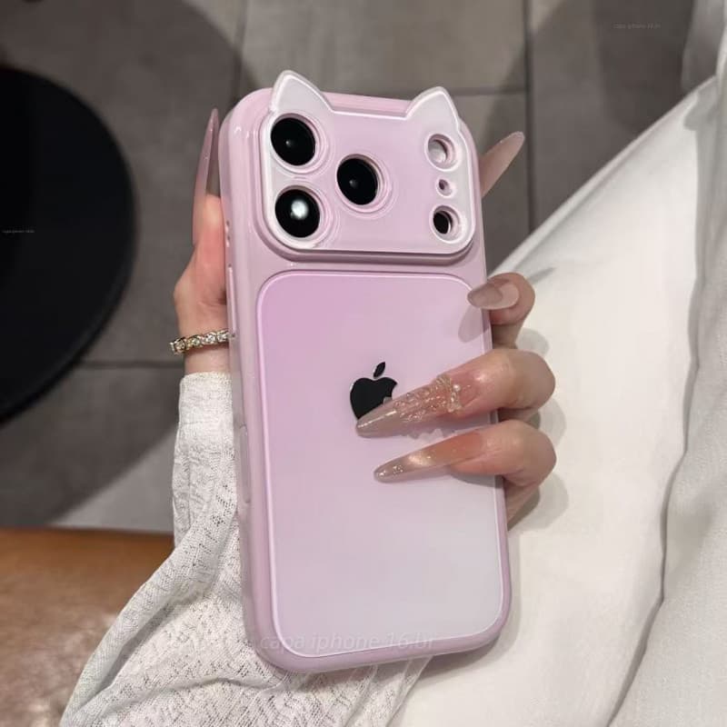Capa De Telefone Luxuosa Gradiente De Orelha De Gato , Compatível Com iPhone 17 , 16 , 15 , 14 E 13 Pro Max , design Res