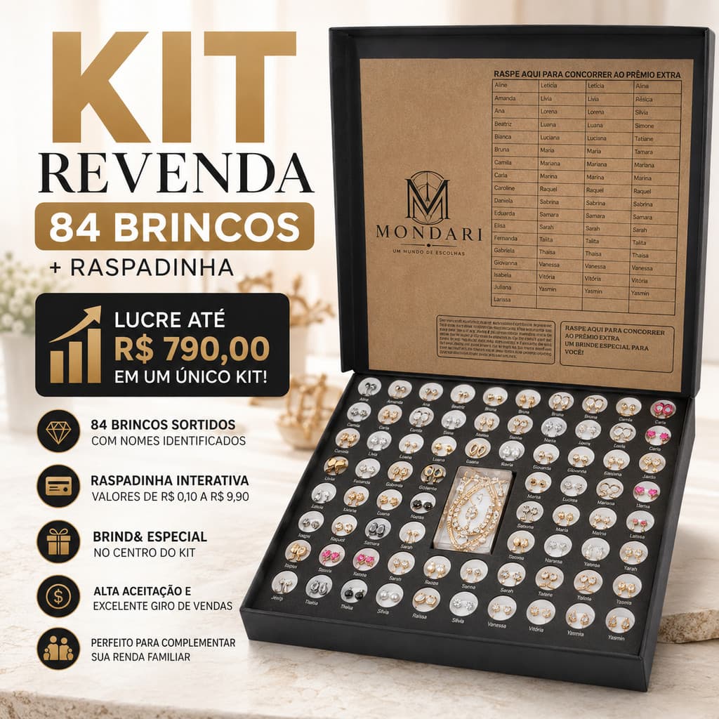 Kit Revenda Com 84 Brincos + Raspadinha