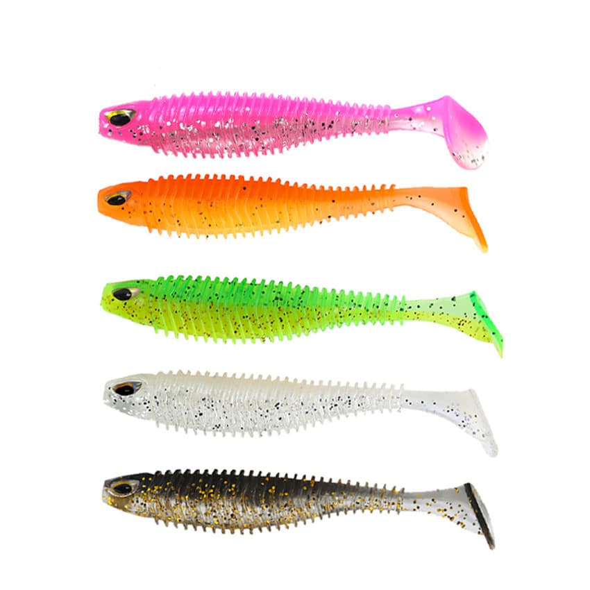 Isca Macia 6.5cm 7.5cm Isca de Pesca Bicolor com Cauda em T Conjunto Completo Q90H