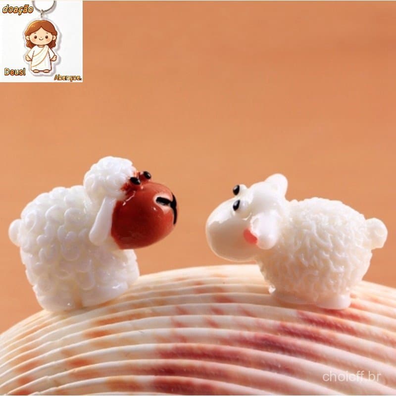 10 Peças / Conjunto de Ornamentos de Ovelhas em Miniatura para Decoração de Casa de Bonecas