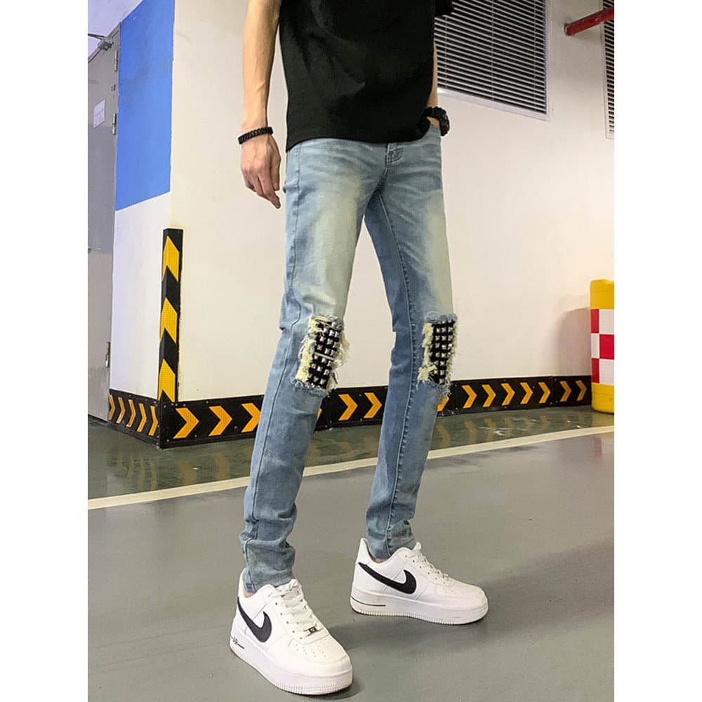 Calças de brim masculinas street Wear street High street meninos calças magras americanas casuais calças masculinas magr