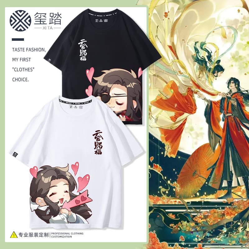 Céu oficial bênção conjunta de manga curta Xie Lianhua cidade dos desenhos animados estudante verão topo de alta qualida