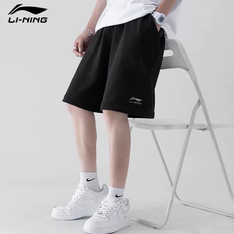 Li Ning Shorts Casuais Masculinos 2026 Verão Novo Estilo Algodão All-Match Solto Respirável Shorts Esportivos Masculinos