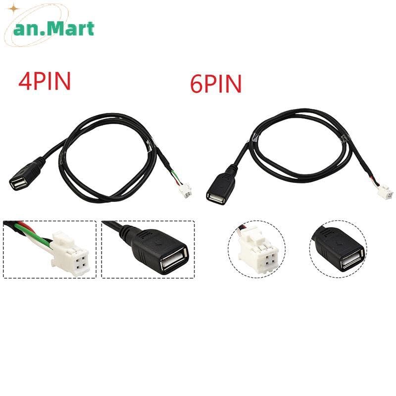 JTN 75cm Adaptadores De Cabo USB Do Carro 4Pin E 6Pin Para Android Rádio Conectores Estéreo Extensão NW