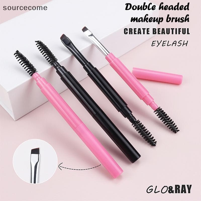 [sourcecome] Pincel De Sobrancelha Portátil De Cabeça Dupla Com Capa , Boutique De Ferramentas De Maquiagem Para Extensã