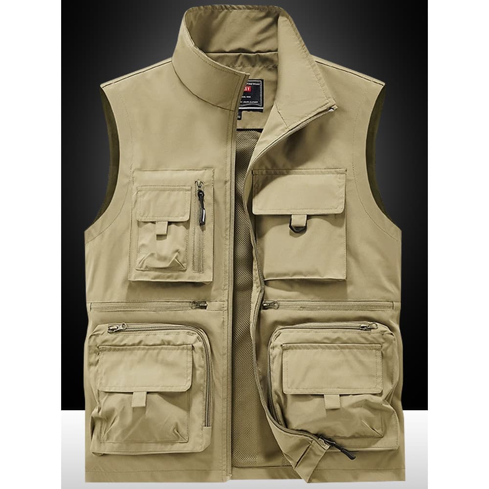 Outono colete masculino ao ar livre Multi-saco ferramentas colete viagem fotografia colete solto tamanho grande Casual c