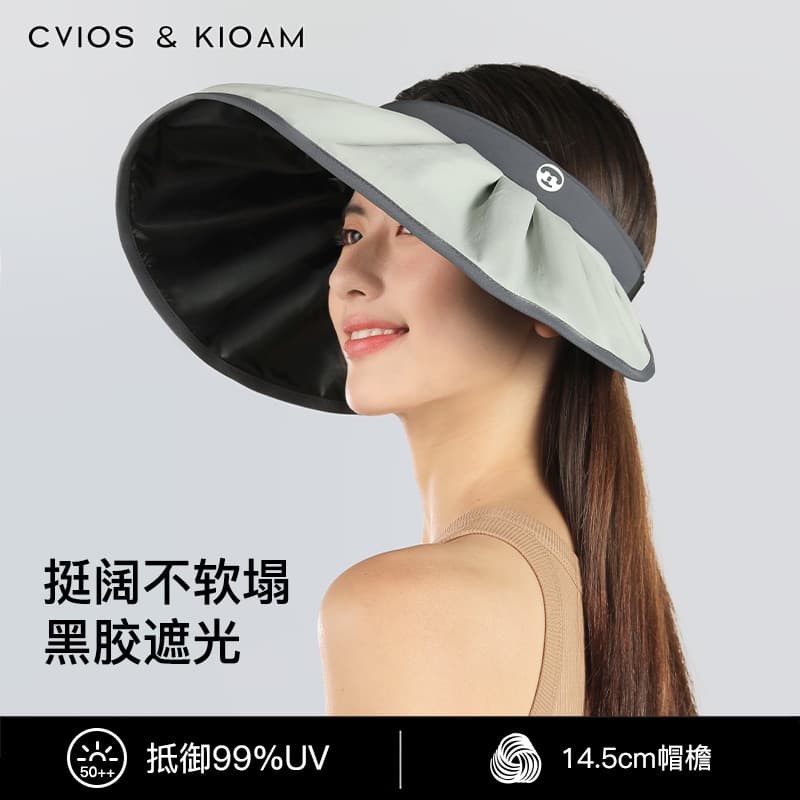 CviosKioam Chapéu protetor solar vazio feminino verão à prova de ultravioleta capa facial aba grande chapéu de sol roláv