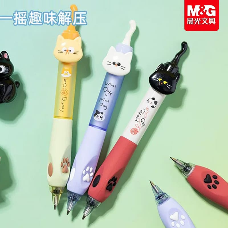 Chenguang feliz agitando gatinho bonito agitando cauda Meow 0.5 lápis mecânico crianças bonito diversão descompressão ag