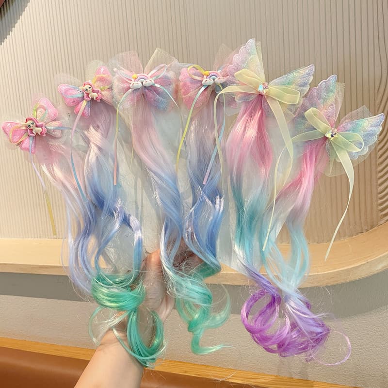 Tranças De Peruca Infantil Com Grampos De Cabelo Laço , Torcidas Para Meninas , Ferramenta De Trança De Rabo De Cavalo D