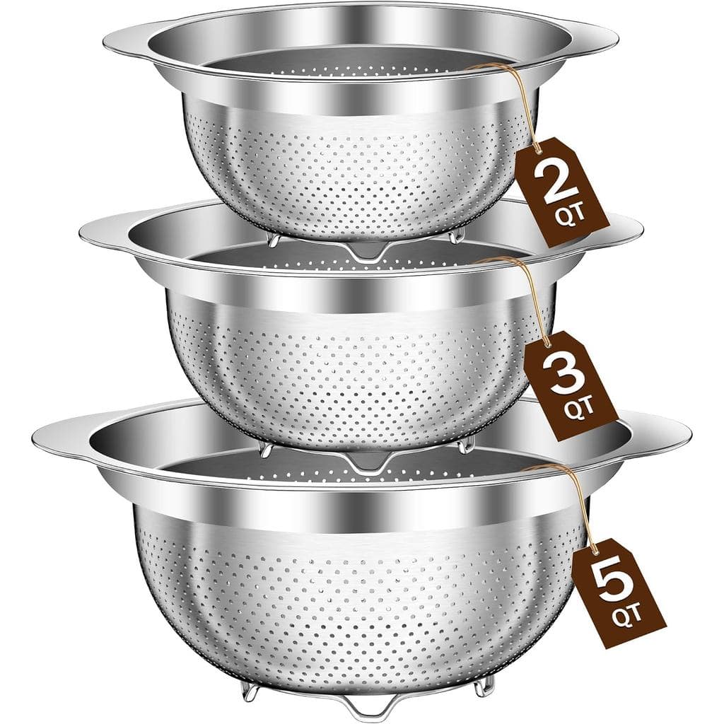 Escorredor de Aço Inoxidável para Cozinha, Coador de Aço Inoxidável, Escorredor de Massa para Espaguete, Frutas e Alimen