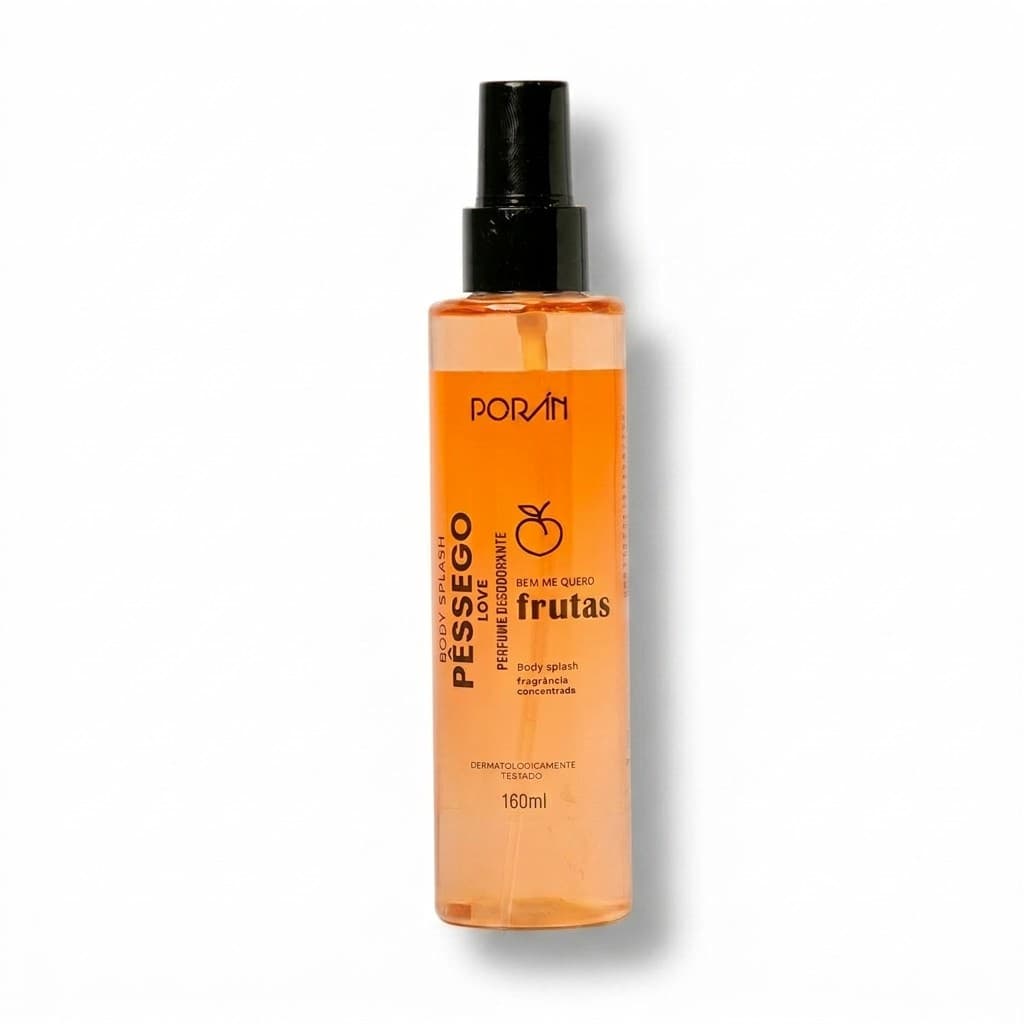 Body Splash Poran Pessego Love 160ml Colonia Perfume Corporal Doce Refrescante Alta Fixacao