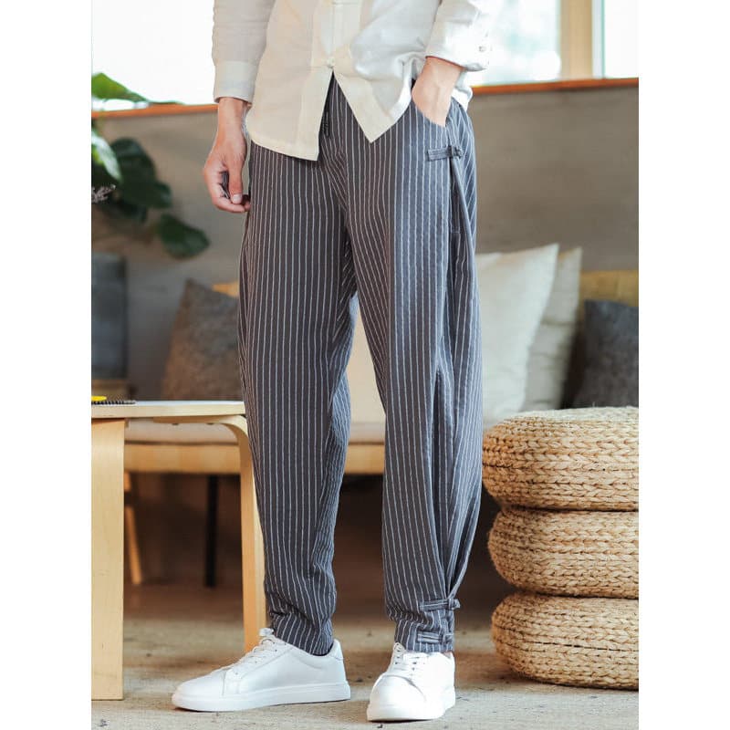 Calças até o tornozelo calças masculinas verão fino solto-Legging calças de algodão puro calças casuais Bloomers masculi