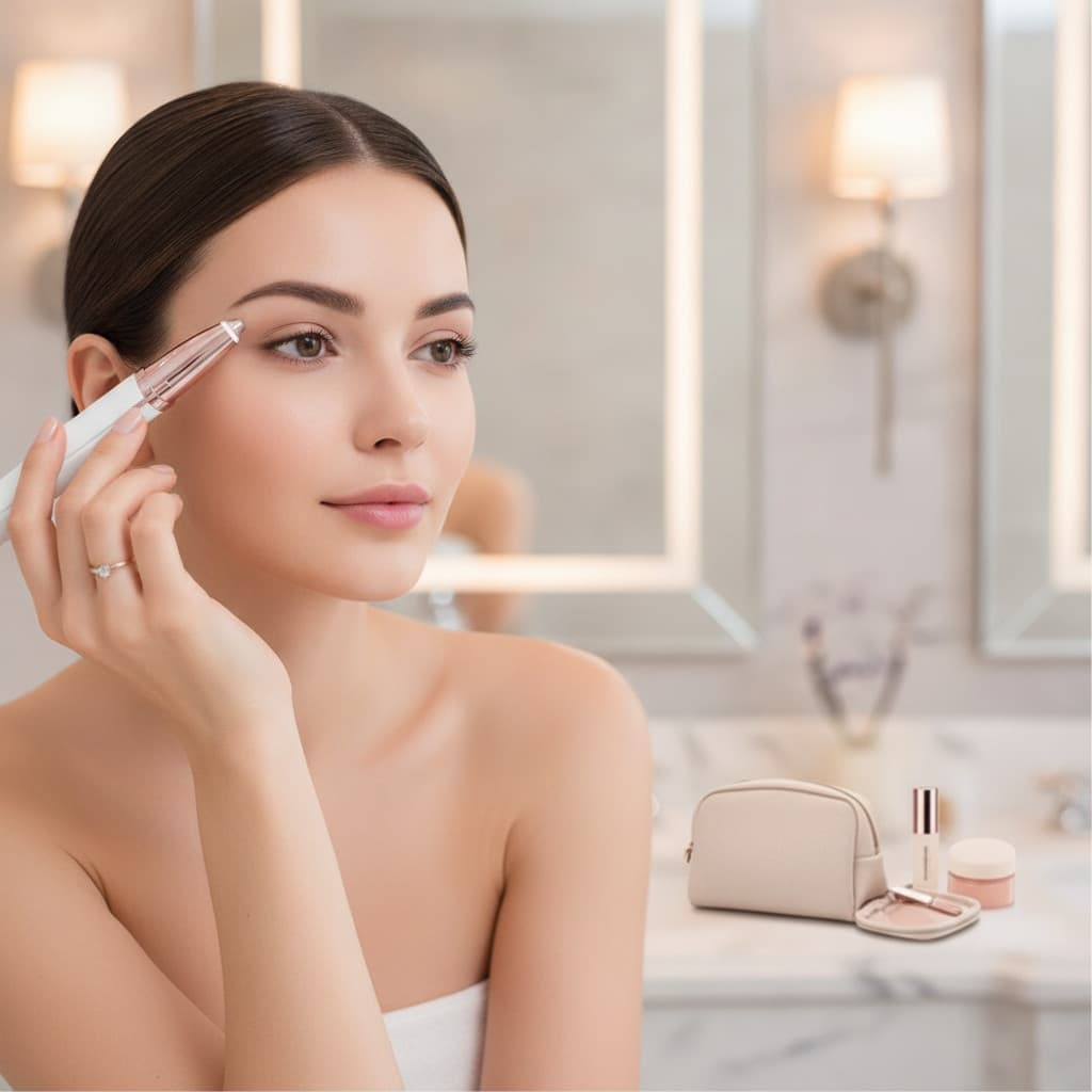 Depilador Sobrancelha Caneta Elétrica USB Bivolt Recarregável Indolor Precisão Rosto Feminino P