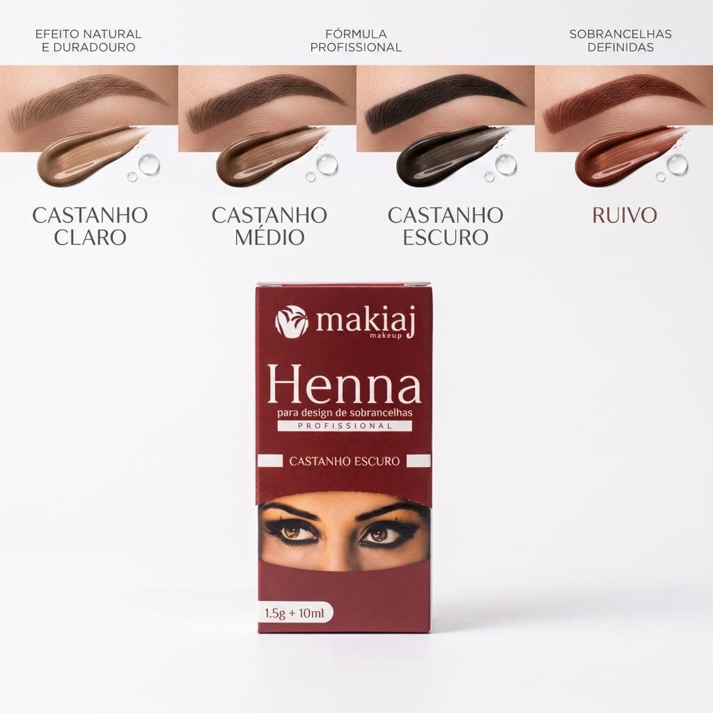Kit Henna Makiaj para Design de Sobrancelhas com Pote Dappen e Pá Dosadora