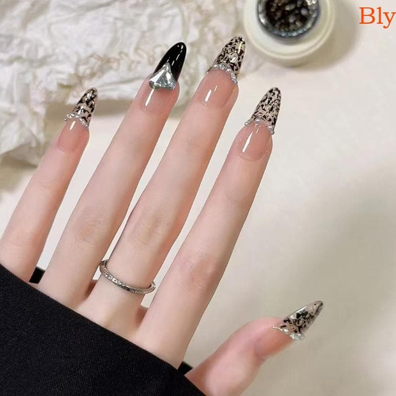 Bly 24 Peças Unhas Falsas Amêndoa Ponta Francesa Prensa Artificiais Para E Meninas