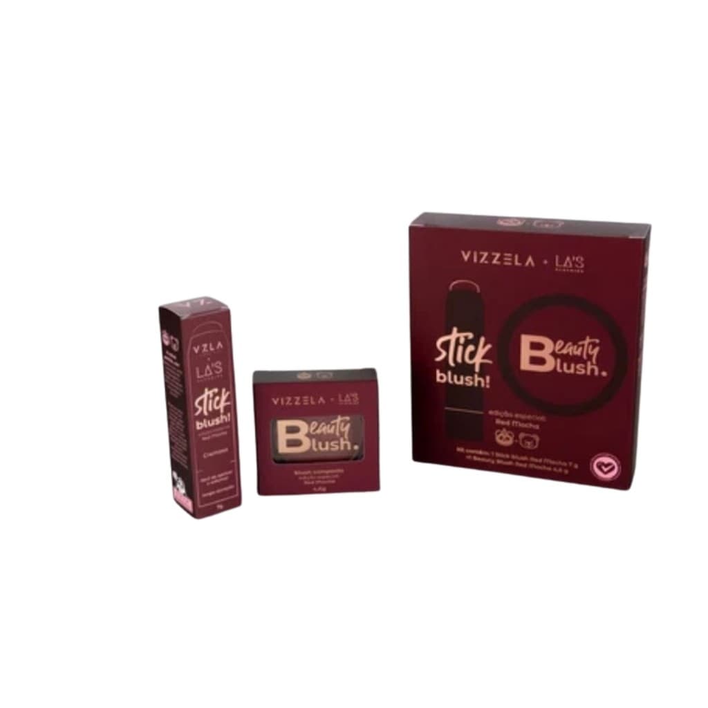 Kit Blush Red Mocha Vizzela | Dupla Cremosa e Compacta Para Realçar as Maçãs do Rosto com Estilo