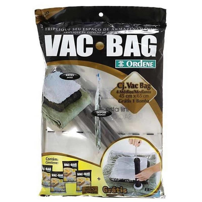 Conjunto Sacos a Vácuo Médio 4 Unidades com Bomba Manual