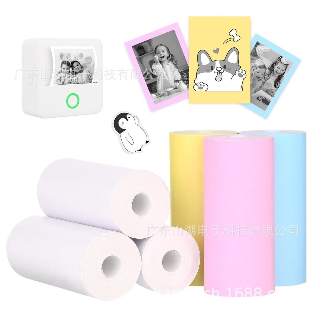 Papel Térmico Mini para Impressão, Branco e Colorido, Sem Adesivo, Papel Especial para Impressora Mini de Câmera Infanti