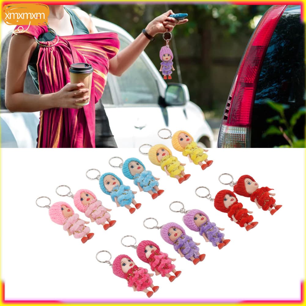 xmxmxm.br 12 peças mini chaveiro de boneca lindas bonecas minúsculas porta-chaves de bolsa portátil para presente de
