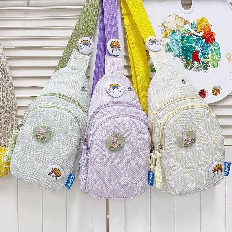 Bolsa mensageiro feminina japonesa simples fresca pequena bolsa esportiva lazer ins bolsa de peito All-Match bolsa de om