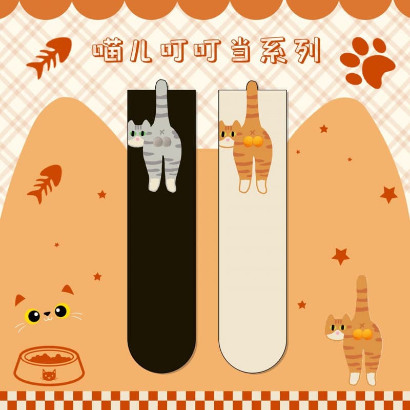 Branco dos desenhos animados gato Tinkerbell ovo meias mulheres verão exterior Wear ins japonês bonito engraçado meados