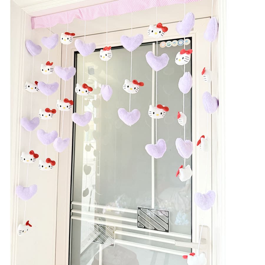 KT gato dos desenhos animados cortina de porta bonito menina coração porta cortina quarto decoração cortina divisória co