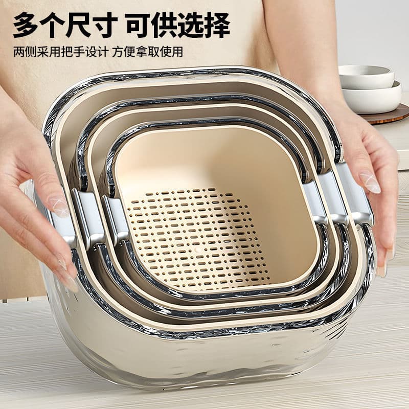 Cesta de drenagem de lavatório de vegetais de camada dupla Novo estilo Cesta de vegetais de alto valor Cozinha Sala de e
