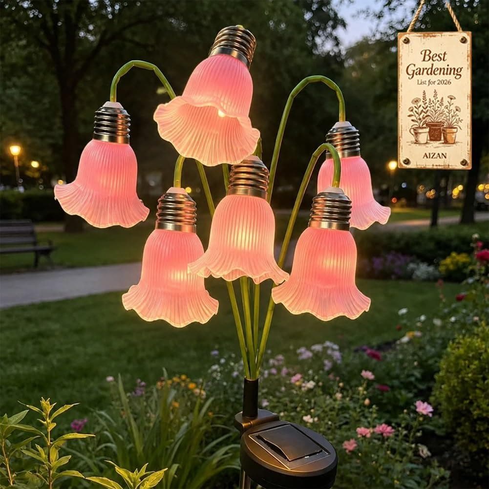 Luzes Solares em Forma de Flor para Decoração de Jardim Externo, Lâmpada em Forma de Tulipa para Decoração de Quintal, E