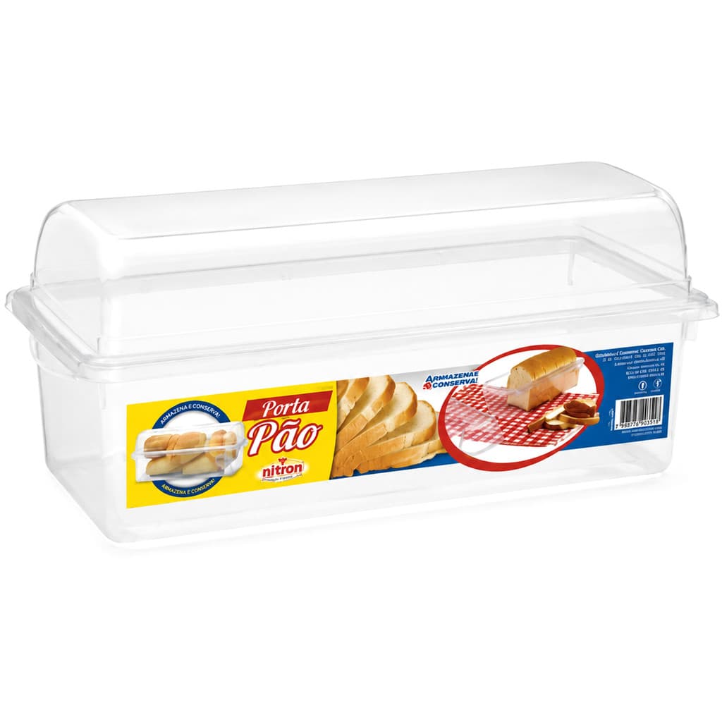 Porta Pão Salgados Doces Organizador 2,7L Transparente Tampa Cozinha Plástico - Nitron