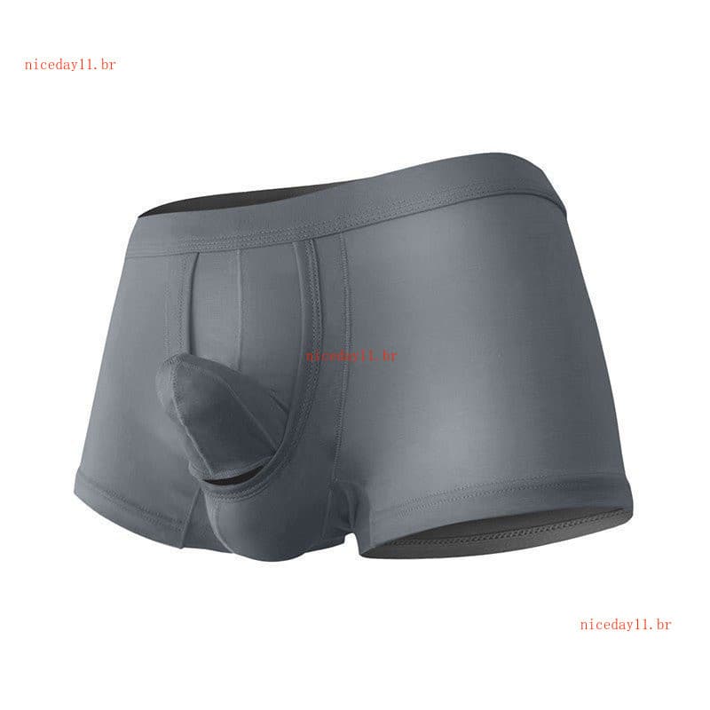Cuecas boxer masculinas de cintura média com design "tromba de elefante", cor sólida, alta elasticidade, macias e respir
