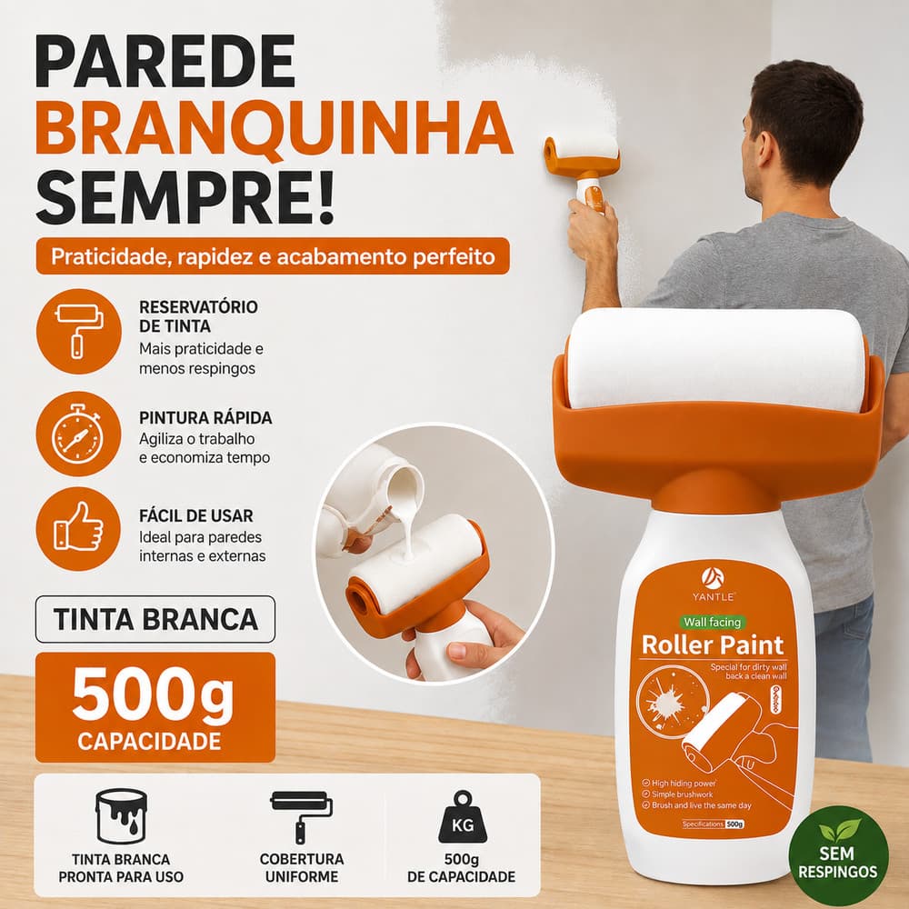 Rolo de Pintura Para Parede 500g Pincel Sem Cheiro Ferramenta De Reparo