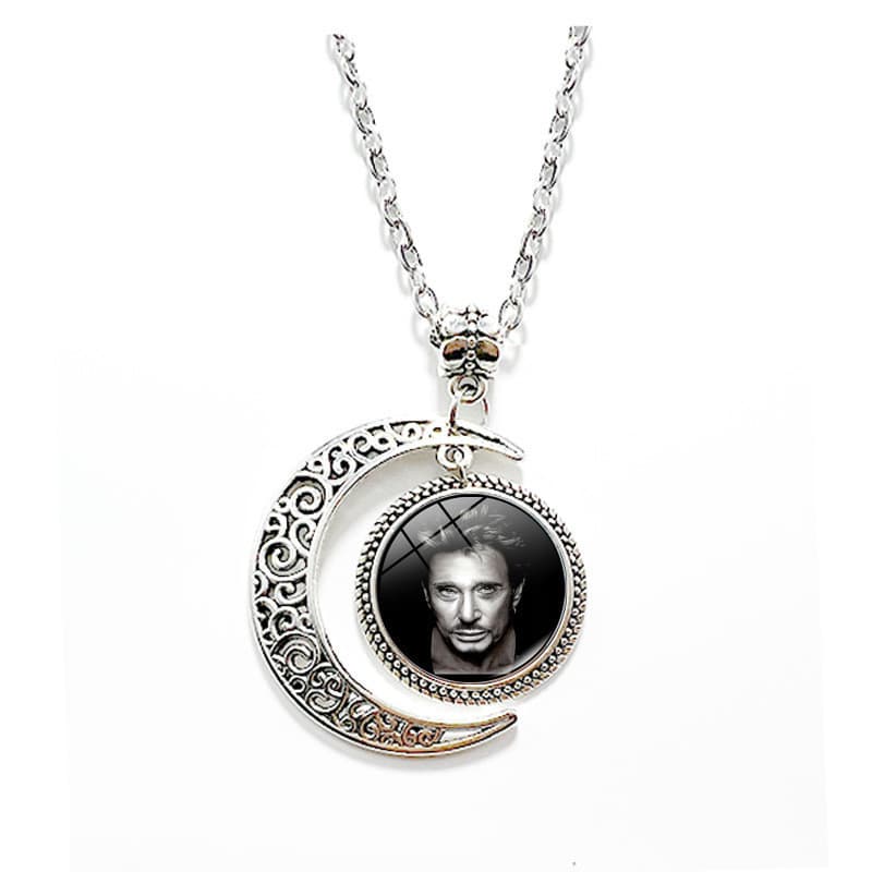Colar de liga crescente Johnny Hallyday French Rock Legend Idol Fan Corrente de clavícula comemorativa