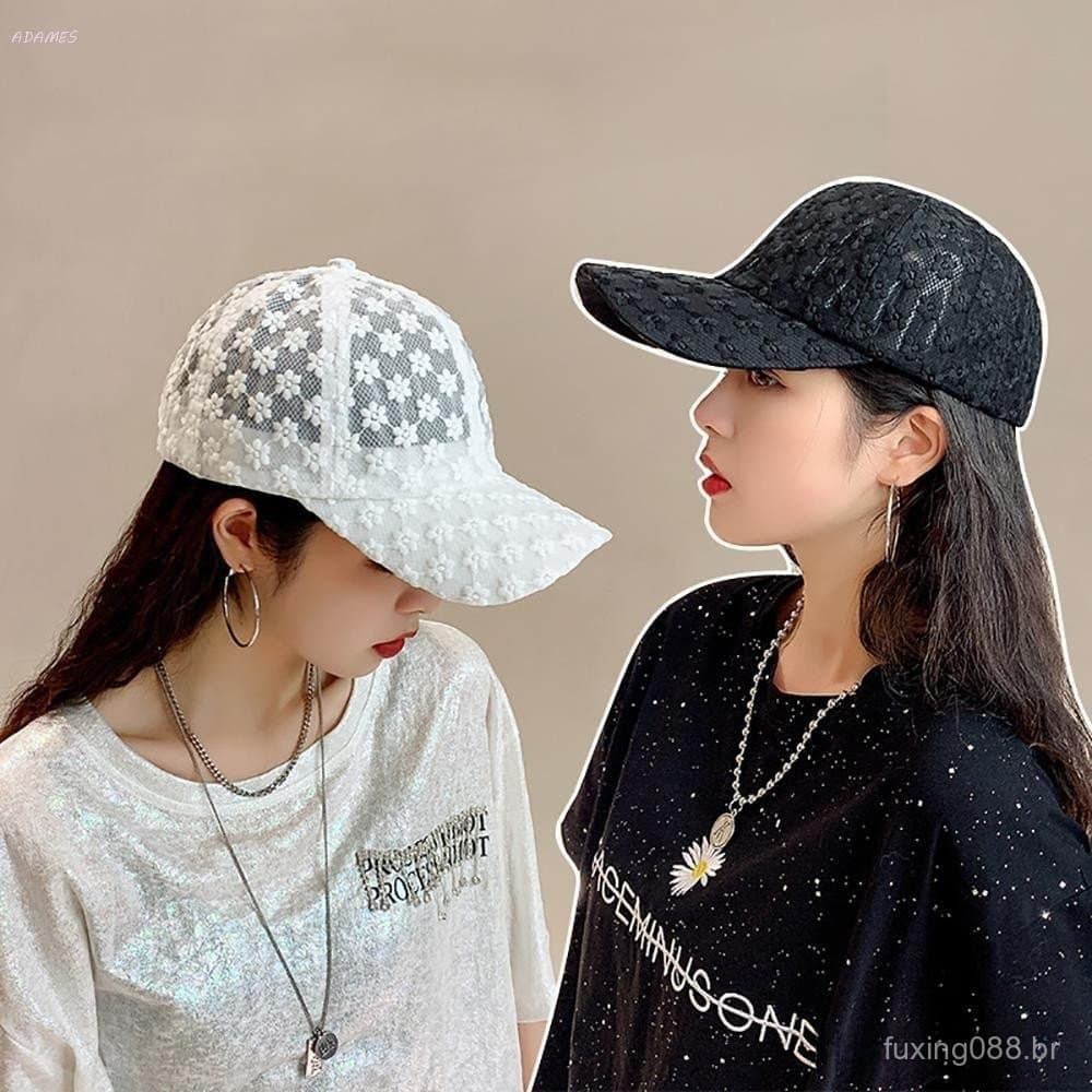 Boné De Beisebol Flower Moda Ajustável Feminino Meninas Ao Ar Livre Chapéu De Malha Hip Hop