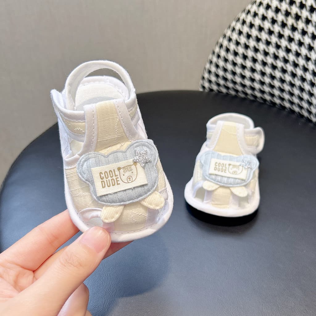 Verão bebê 0-1 anos de idade sandálias do bebê sapatos de caminhada algodão sola macia antiderrapante Velcro dos desenho