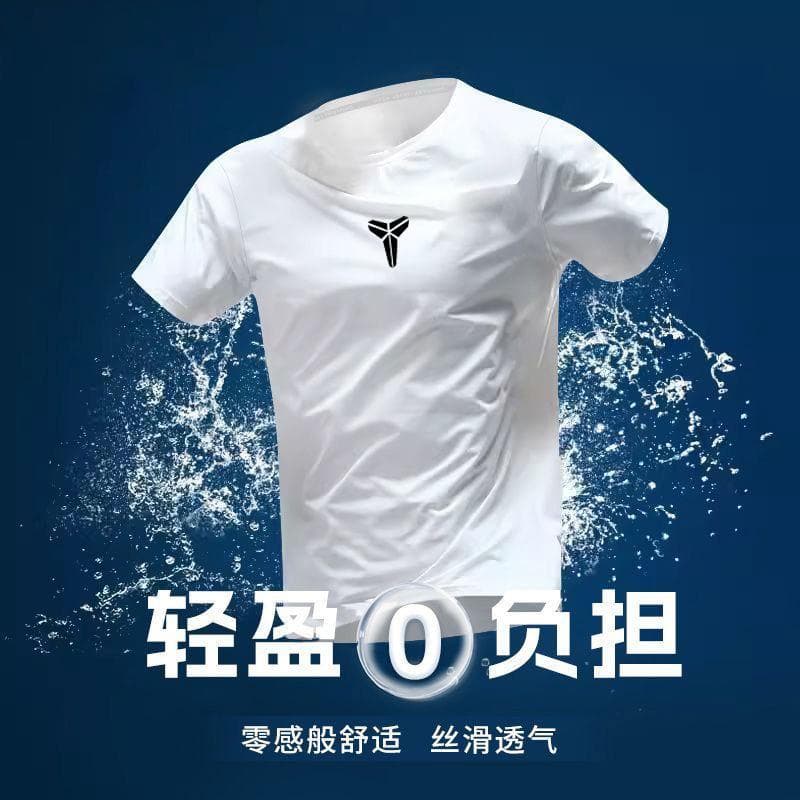 Camiseta de secagem rápida de seda gelo respirável Fitness basquete correndo manga curta Badminton fino esportes ao ar l