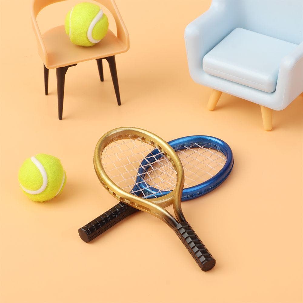 SUBEI 1 Conjunto Miniatura De Raquete De Tênis De Boneca De Plástico Acessório Mini & Bola