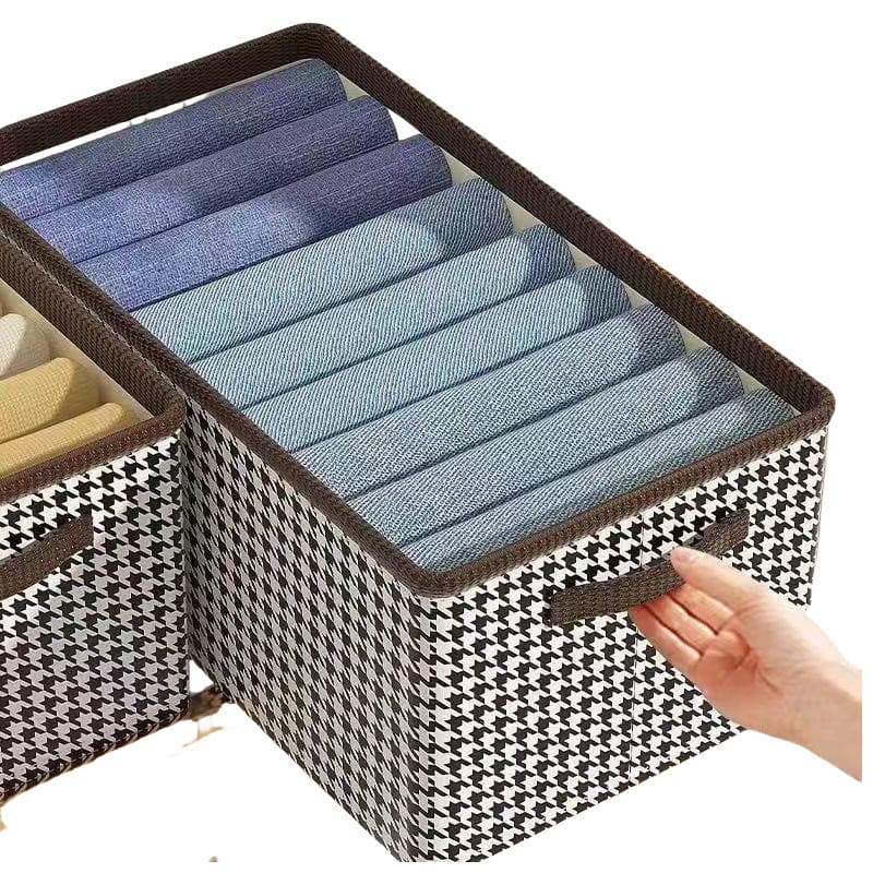 Houndstooth calças caixa de armazenamento para roupas guarda-roupa doméstico em camadas caixa de armazenamento dobrável