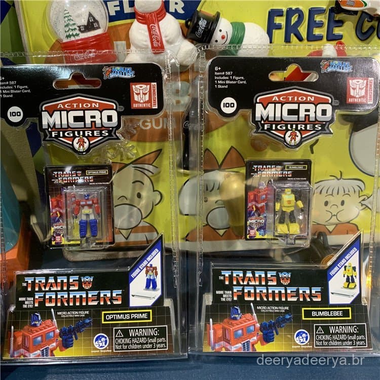 Os mais incríveis brinquedos clássicos em miniatura do mundo: Figuras de ação Transformers Optimus Prime e Bumblebee