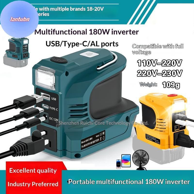 LANTUBN 180W Inversor De Energia DC 18V 21V Para AC 220V USB Tipo-C Adaptador Ferramentas BR