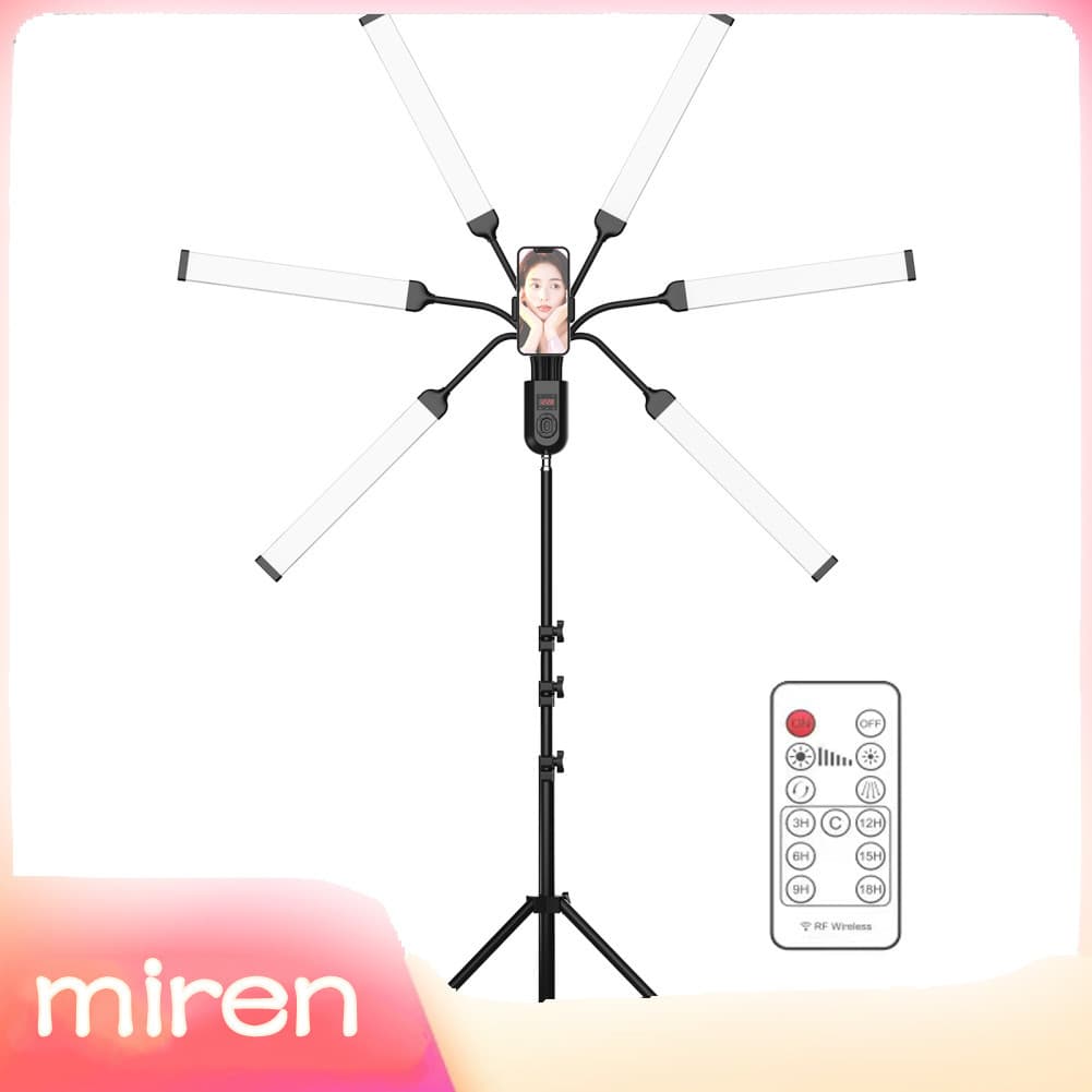 miren.br Luz de vídeo LED flexível de 6 braços 60W Preenchimento fotográfico 3000K / 4000K / 6000K Bicolor regulável